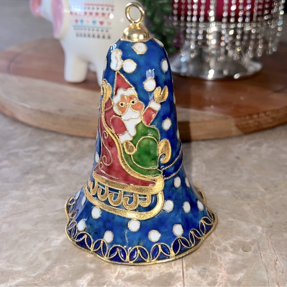 Cloisonné Vintage Santa Sleigh Ornament